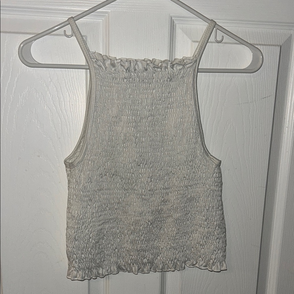 Gray Ribbed Crop Tank Top - Picture 2 of 2